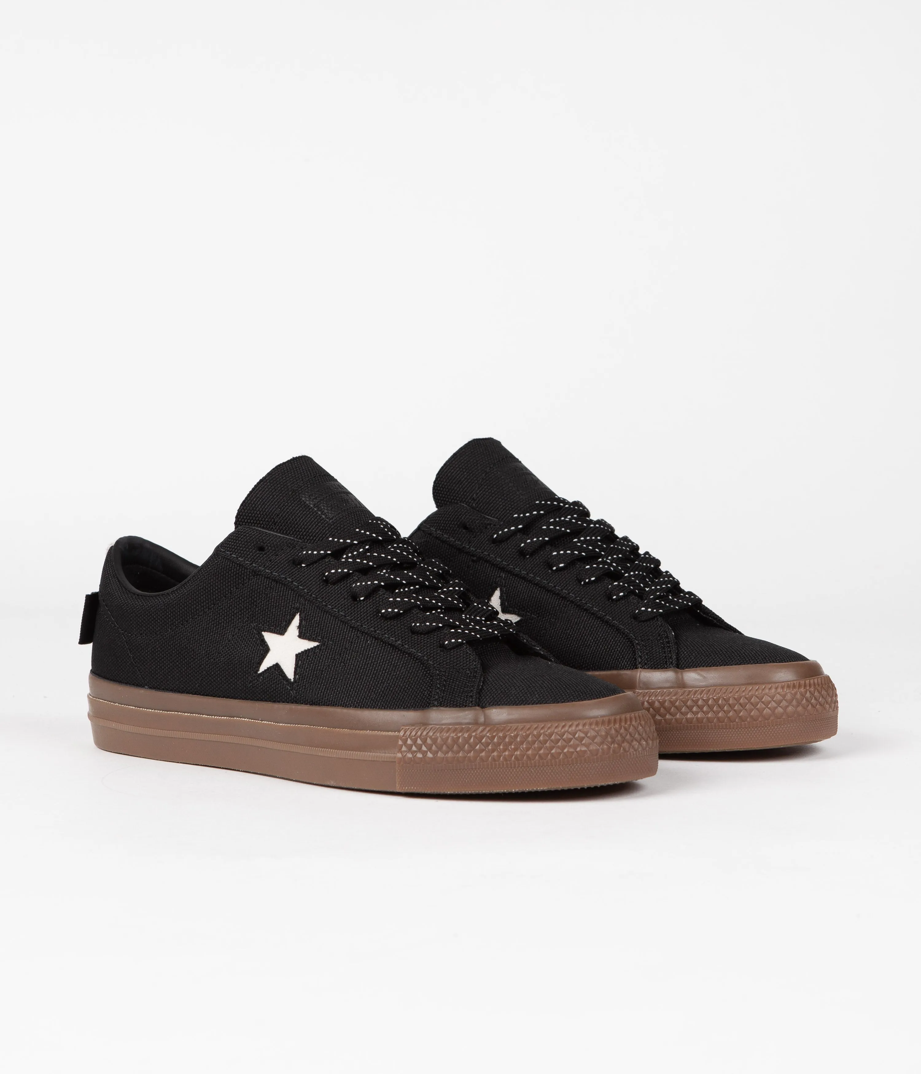 Converse One Star Pro Cordura Canvas Ox Shoes - Black / White / Dark Gum