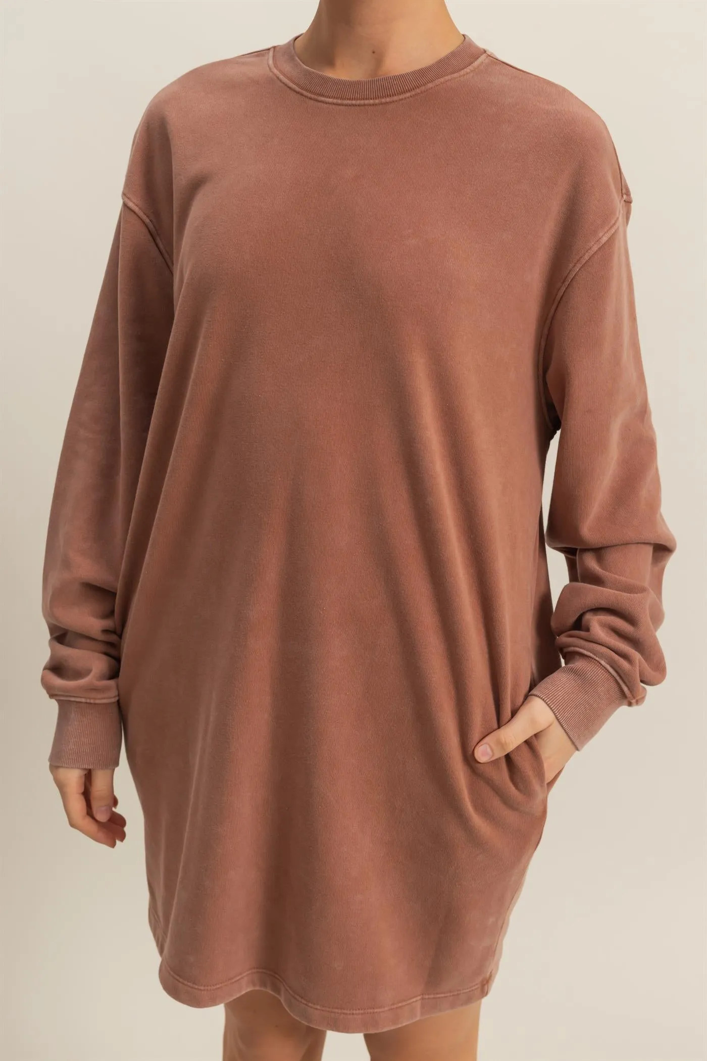 DZ25E114-Long Sleeve Oversized Mini Dress