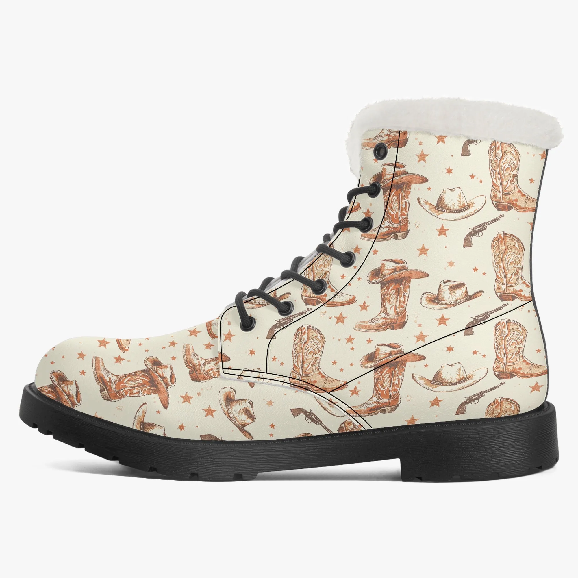Faux Fur Leather Boots Country Boots 2