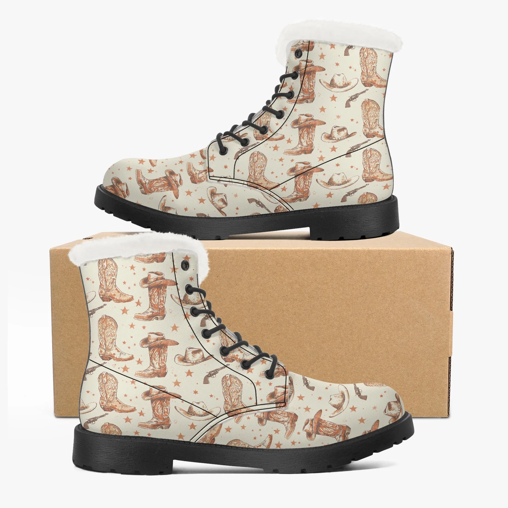 Faux Fur Leather Boots Country Boots 2