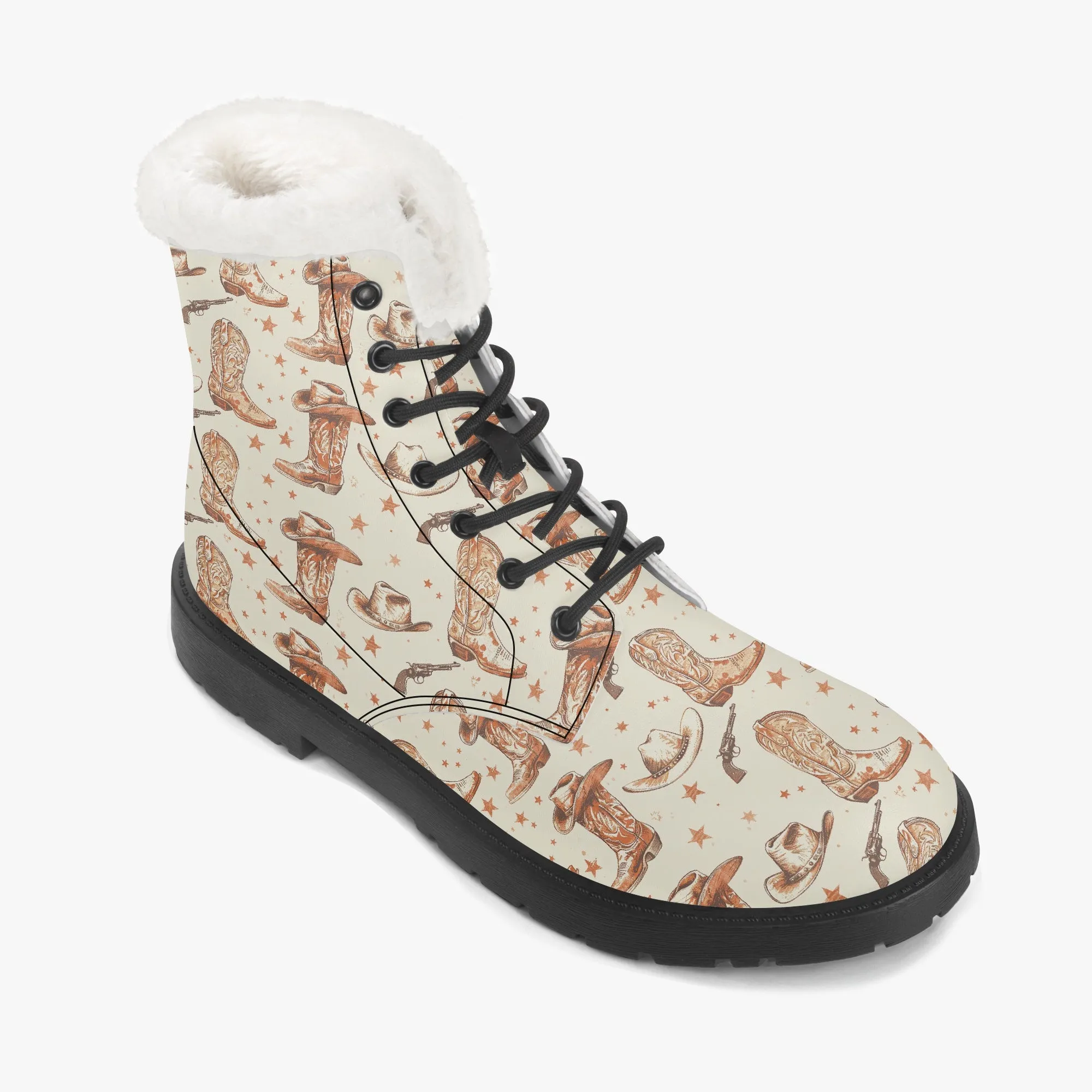 Faux Fur Leather Boots Country Boots 2