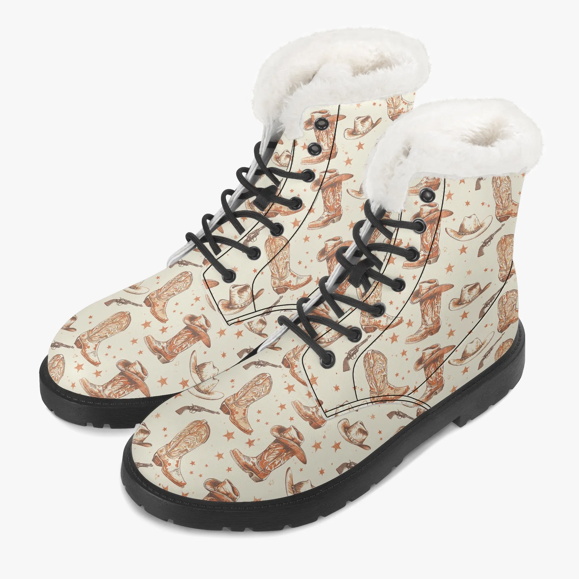 Faux Fur Leather Boots Country Boots 2