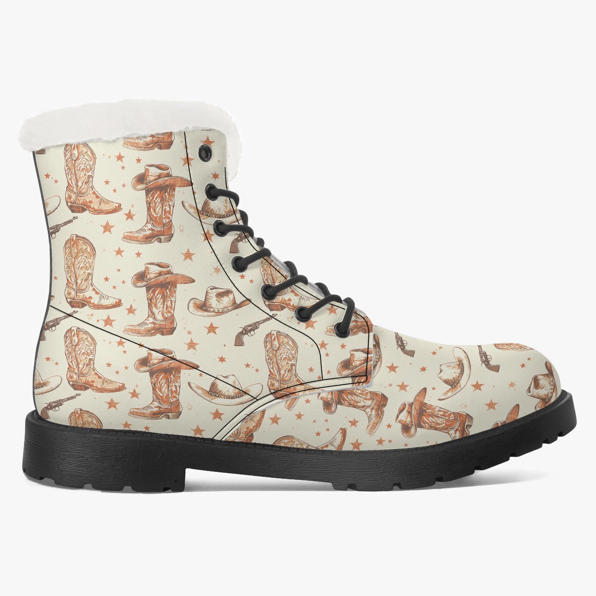 Faux Fur Leather Boots Country Boots 2