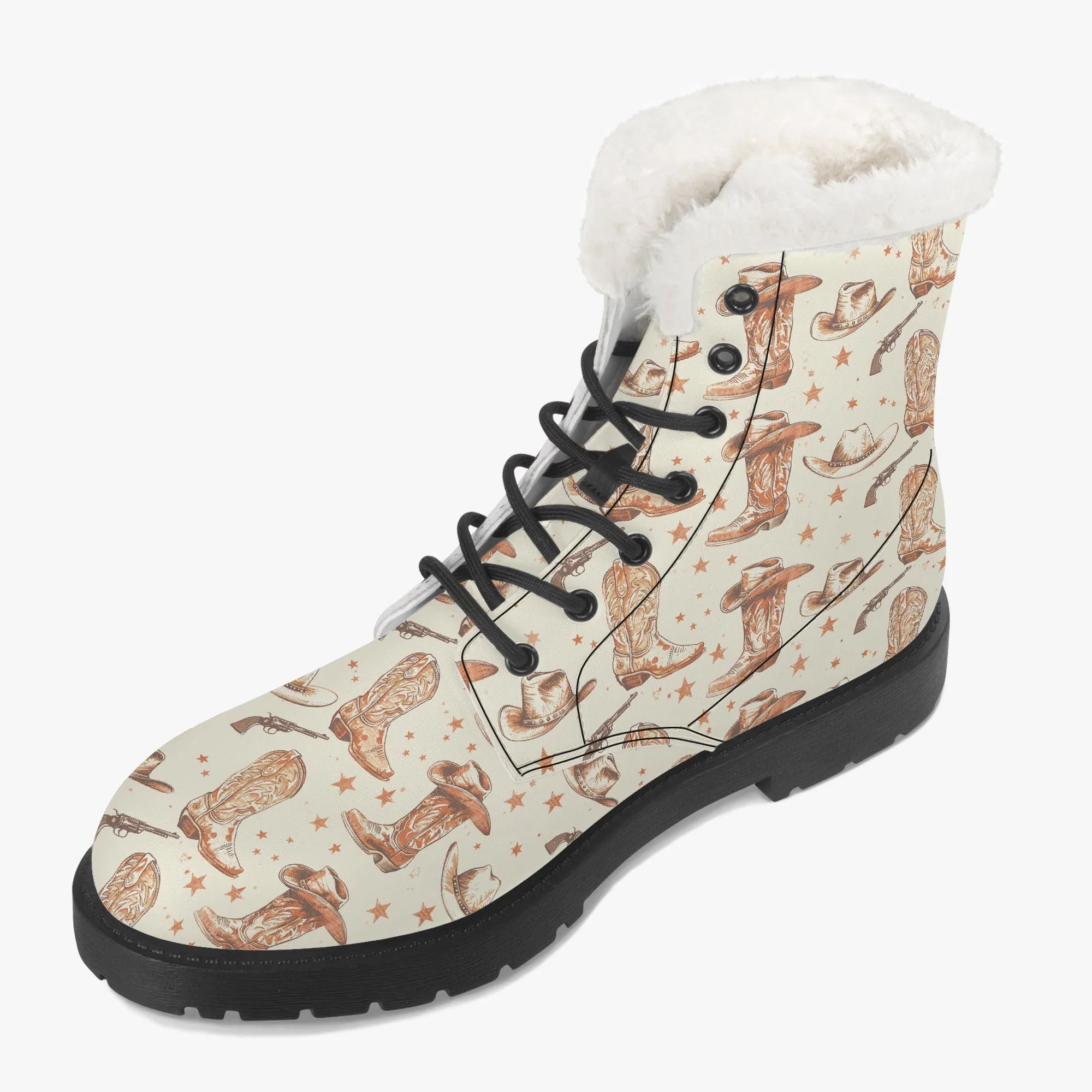 Faux Fur Leather Boots Country Boots 2