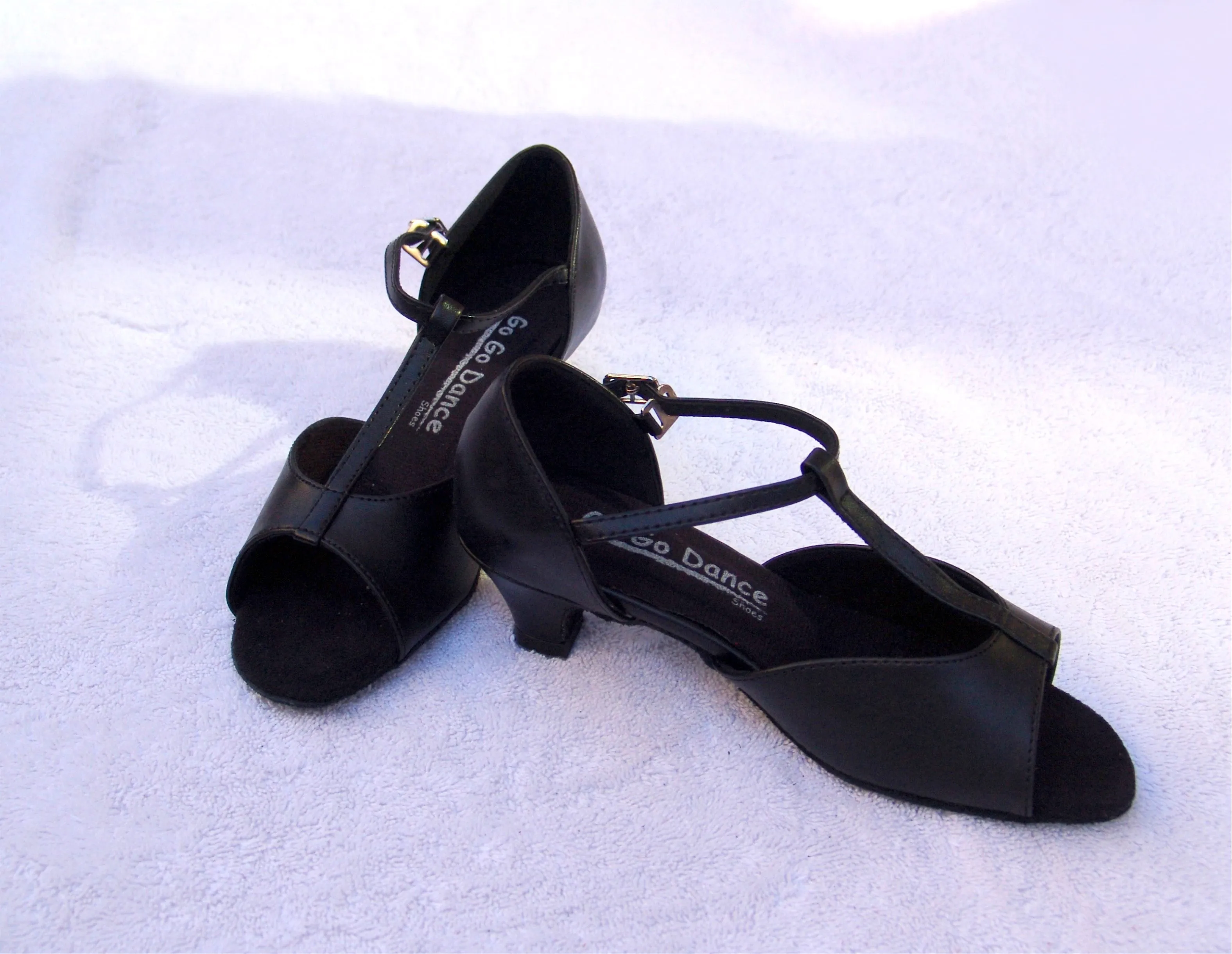 GO 7040 Black Simulated Leather T - Strap Latin Shoe