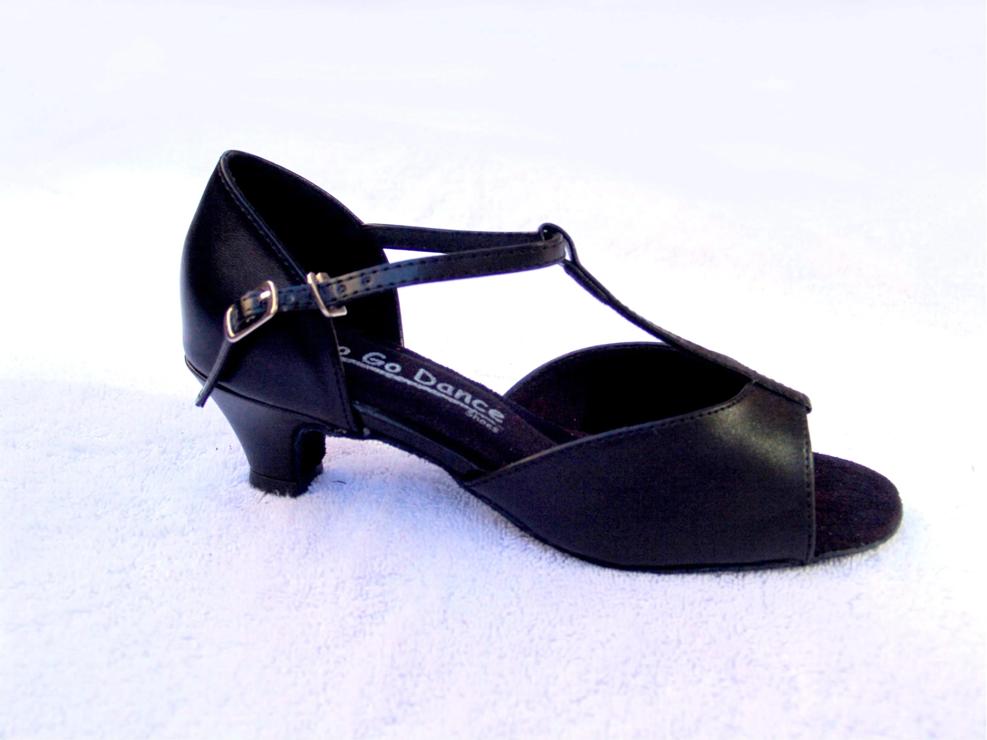 GO 7040 Black Simulated Leather T - Strap Latin Shoe