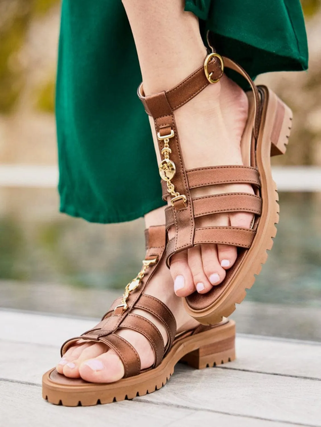 Hyacinth Recycled Vegan Leather Sandals | Bronze