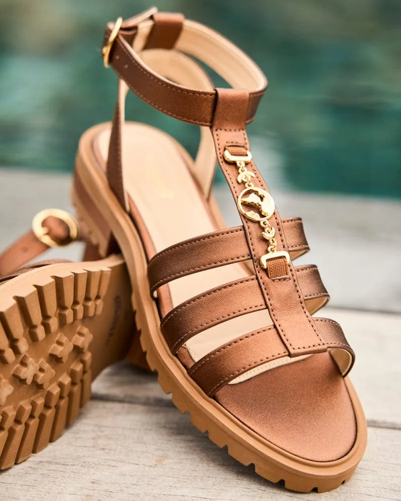 Hyacinth Recycled Vegan Leather Sandals | Bronze
