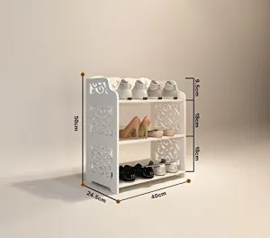 Jerry & Maggie - 3 Tier WPC Shoe Rack/Shoe Storage Stackable Shelves Free Standing Shoe Racks - White
