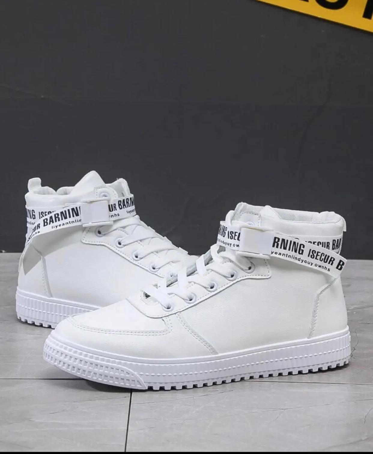 Men’s letter patch lace up front high top skate shoes
