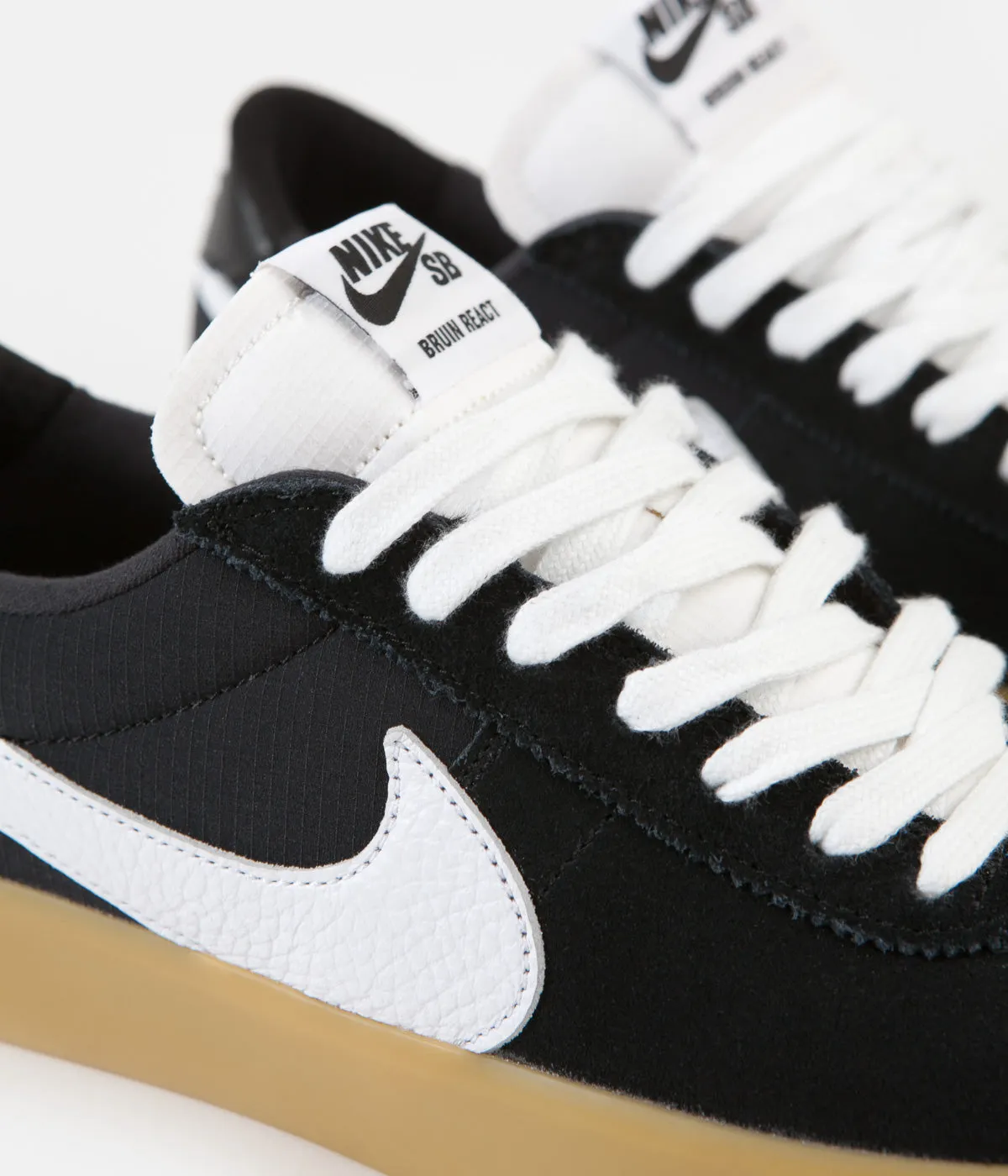 Nike SB Bruin React Shoes - Black / White - Black - Gum Light Brown