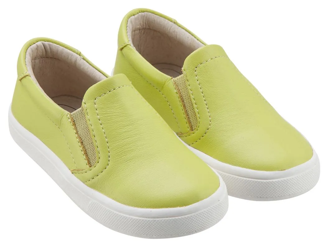 Old Soles Boy's & Girl's 6010 Dressy Hoff Lima Green Leather Slip On Sneaker Shoe