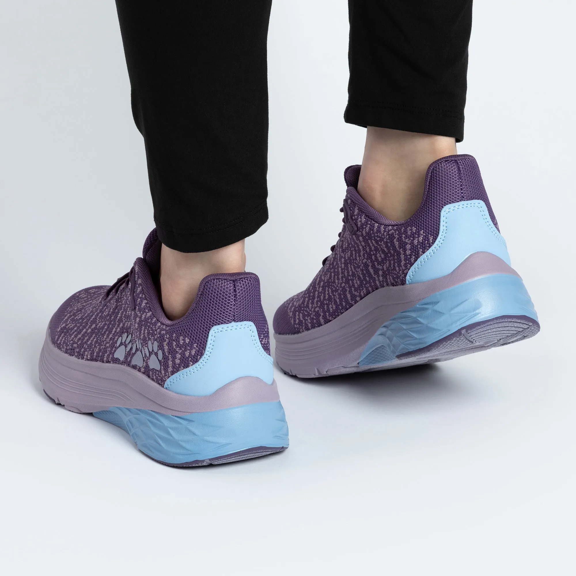 Paw Print Cushioned Walking Shoes with Bungee Laces