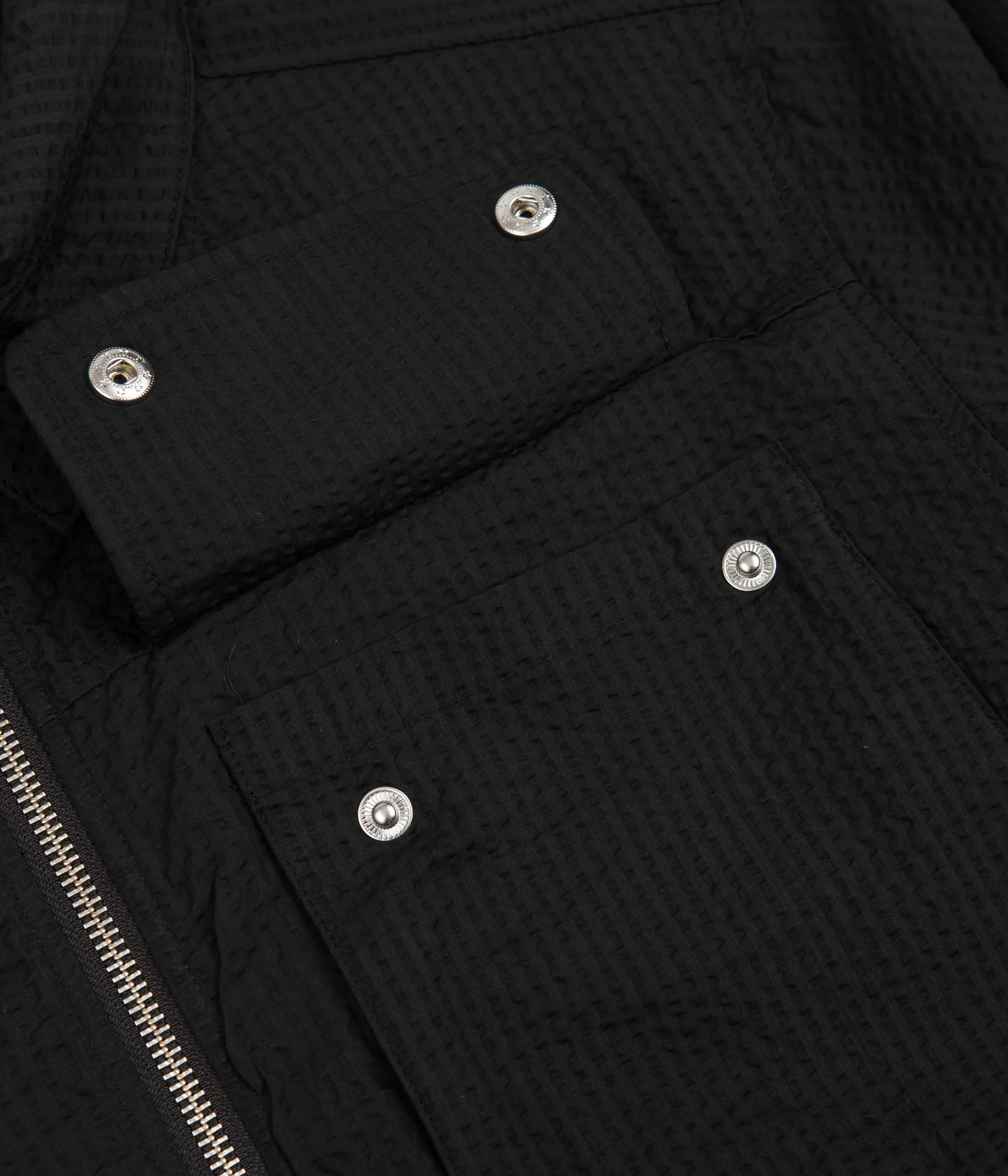 Pop Trading Company Big Pocket Overshirt - Black Seersucker