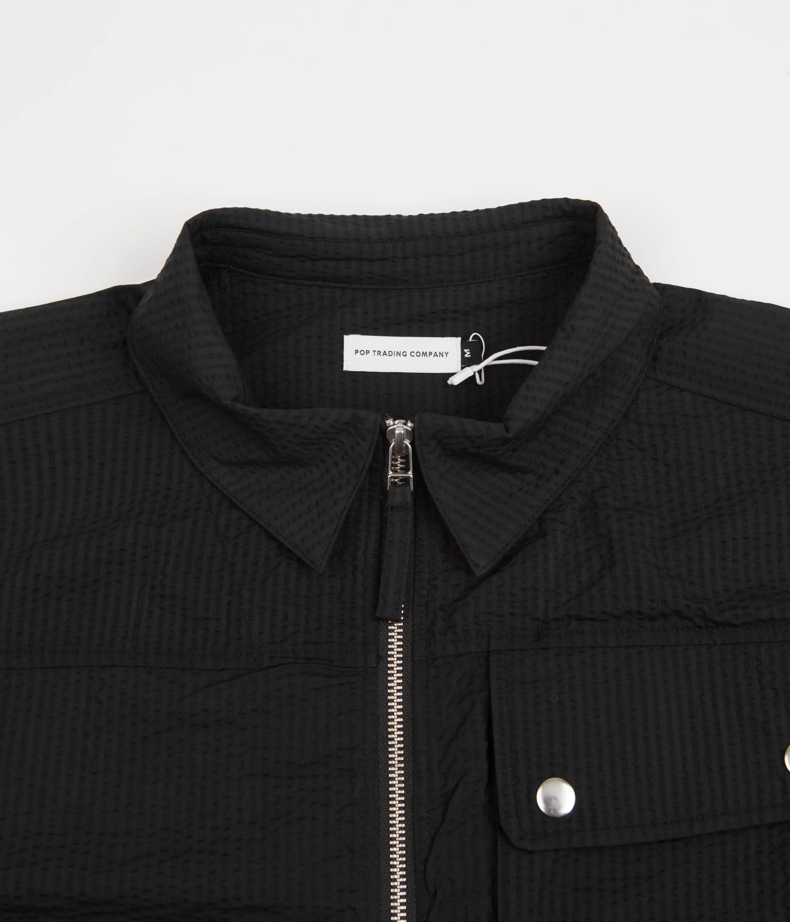 Pop Trading Company Big Pocket Overshirt - Black Seersucker