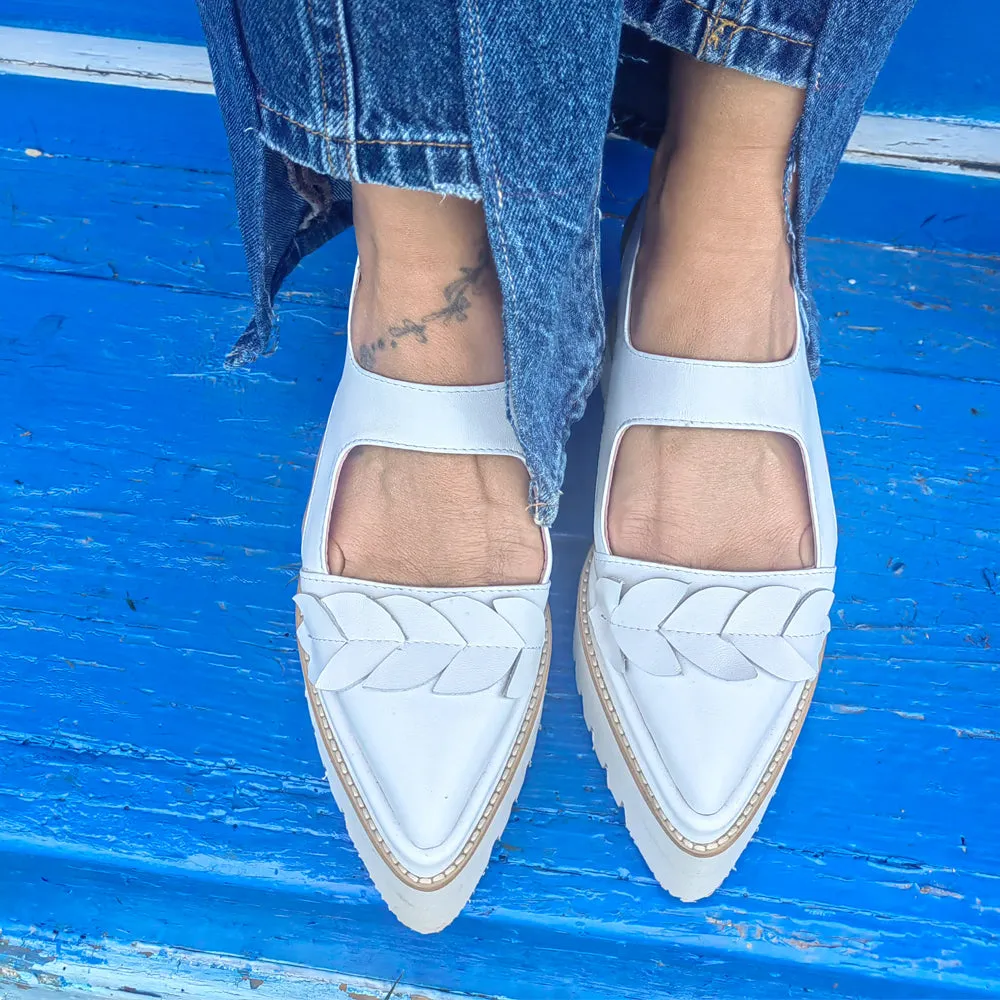 SHR Forest Fairy Tale white leather shoes