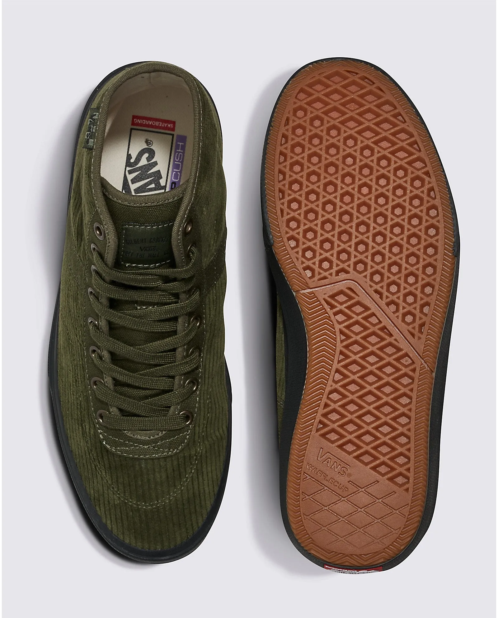 Vans Crockett High Decon Corduroy Skateboard Shoe - Olive/Black